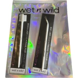 Wet N Wild Precision Duo Kit Brow &‎ Lash Comb, Bent Liner Brush Essential White